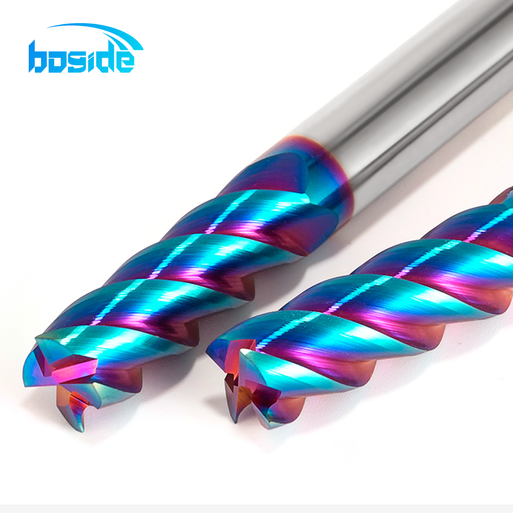 HRC65 4 Flute Flat End Mill TiAlN Colorful Coating Dia 2-20mm Solid Carbide CNC Milling Cutter for Stainless Steel