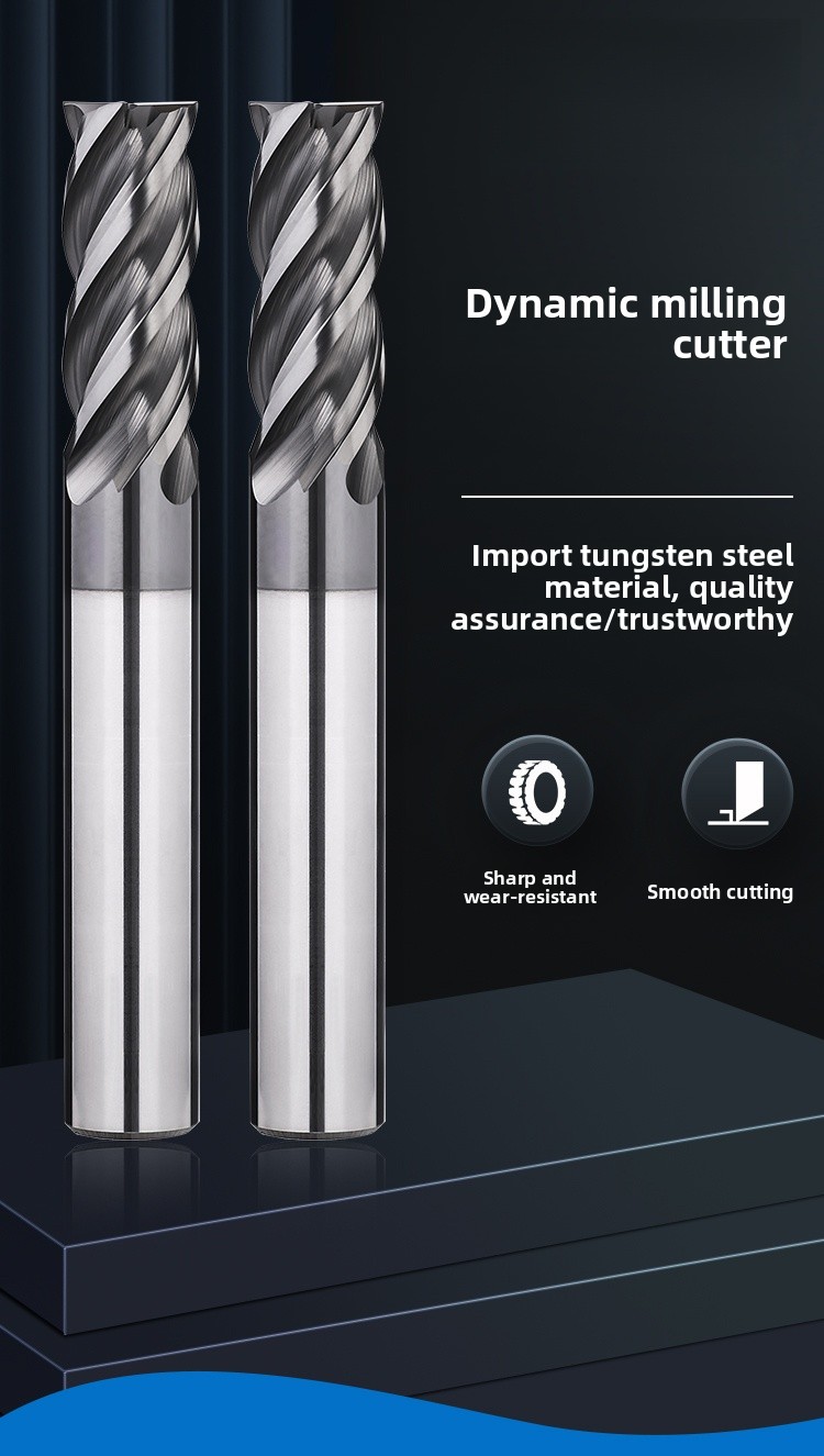 70 Degree Tungsten Steel Milling Cutter, 4-edge Alloy End Mill, Flat Bottomed Four Edge Straight Shank Coated Steel CNC