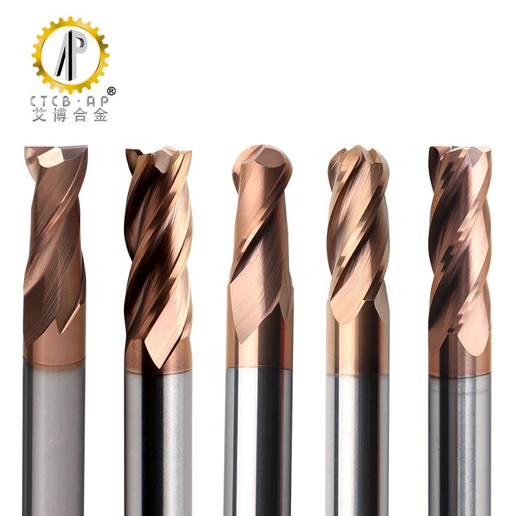 Manufacturer CNC Tools 1/2/3/4/6 Flutes Flat Ball Nose Corner Radius Aluminum Carbide Milling Cutter Carbide End Mill