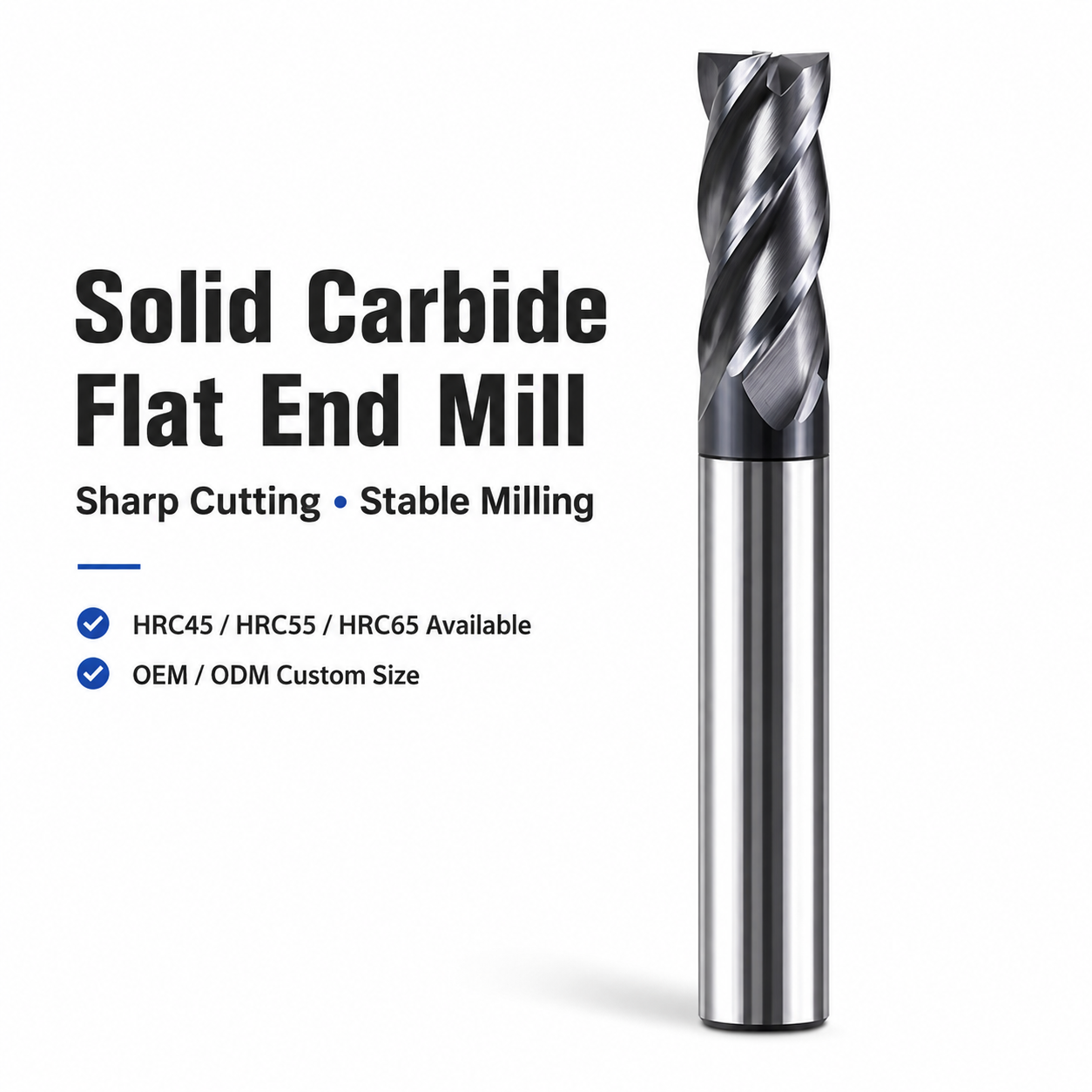 HRC58 4 Flutes Square Carbide End Mill AlTiN Coated Tungsten Steel Milling Cutter For Alloy Steel CNC Machining Tools