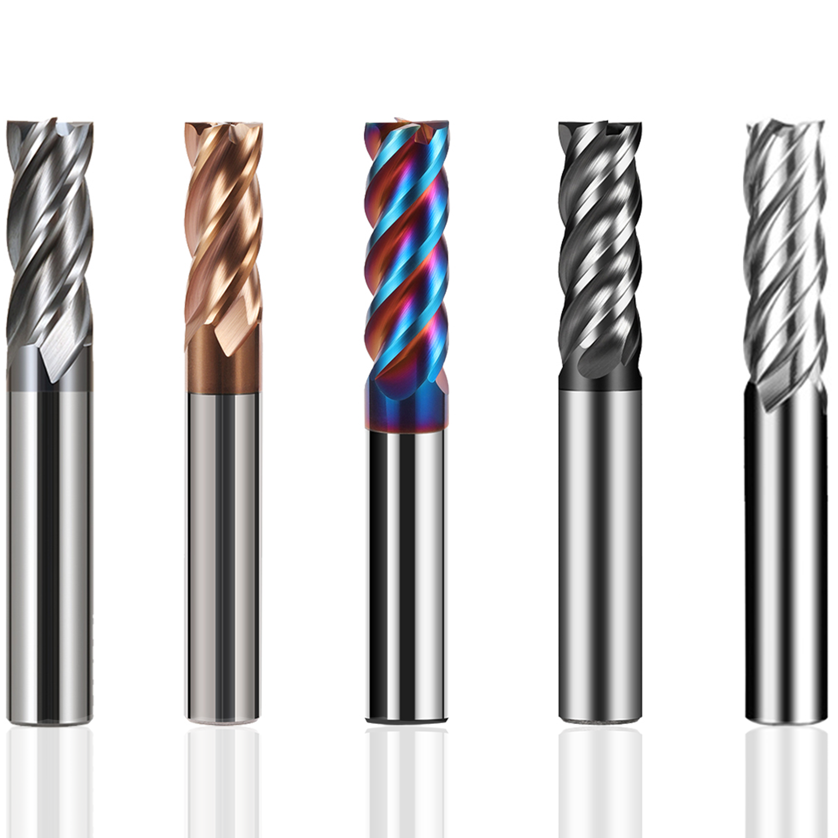 4-Flute Tungsten Steel Square &amp; BALL NOSE Milling Cutter Single Carbide CNC End Mill 8mm Shank Diameter Custom Endmill Carbide