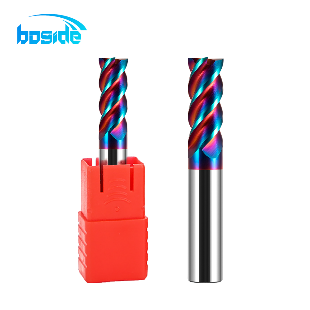 HRC65 4 Flute Flat End Mill TiAlN Colorful Coating Dia 2-20mm Solid Carbide CNC Milling Cutter for Stainless Steel