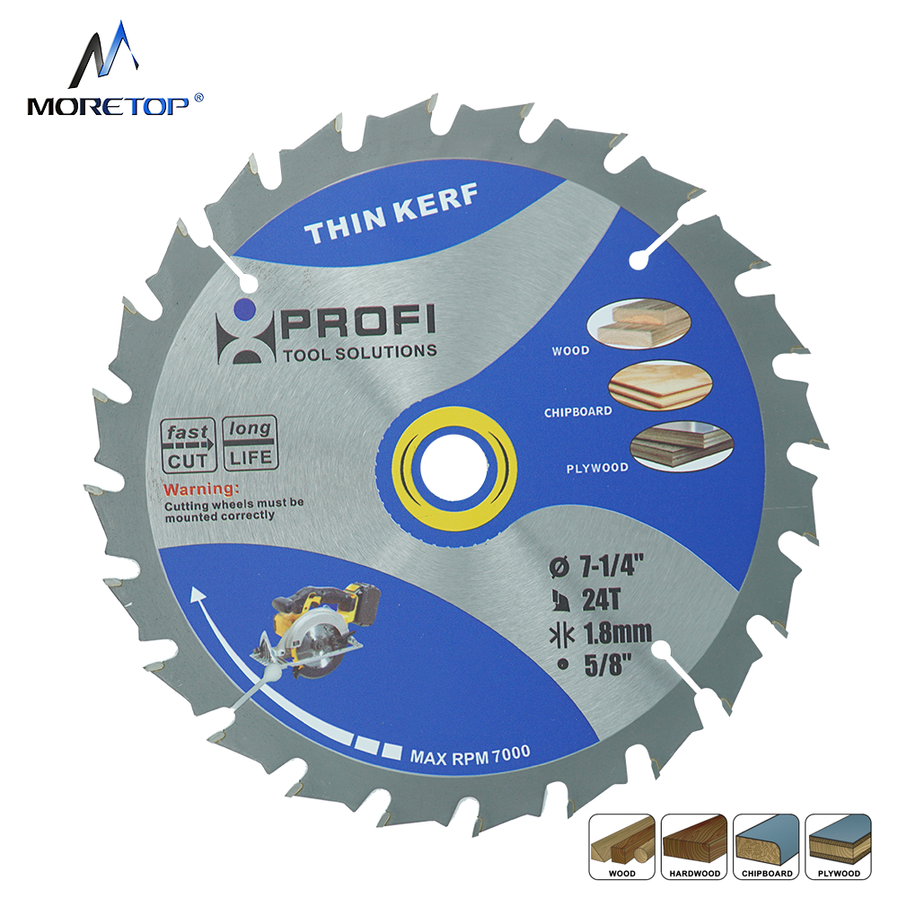 7-1/4'' Inch 185mm TCT Circular Saw Blade Thin Kerf For Wood Fast Cut ATB Teeth For Cordless Miter Table Saws Energy Efficient