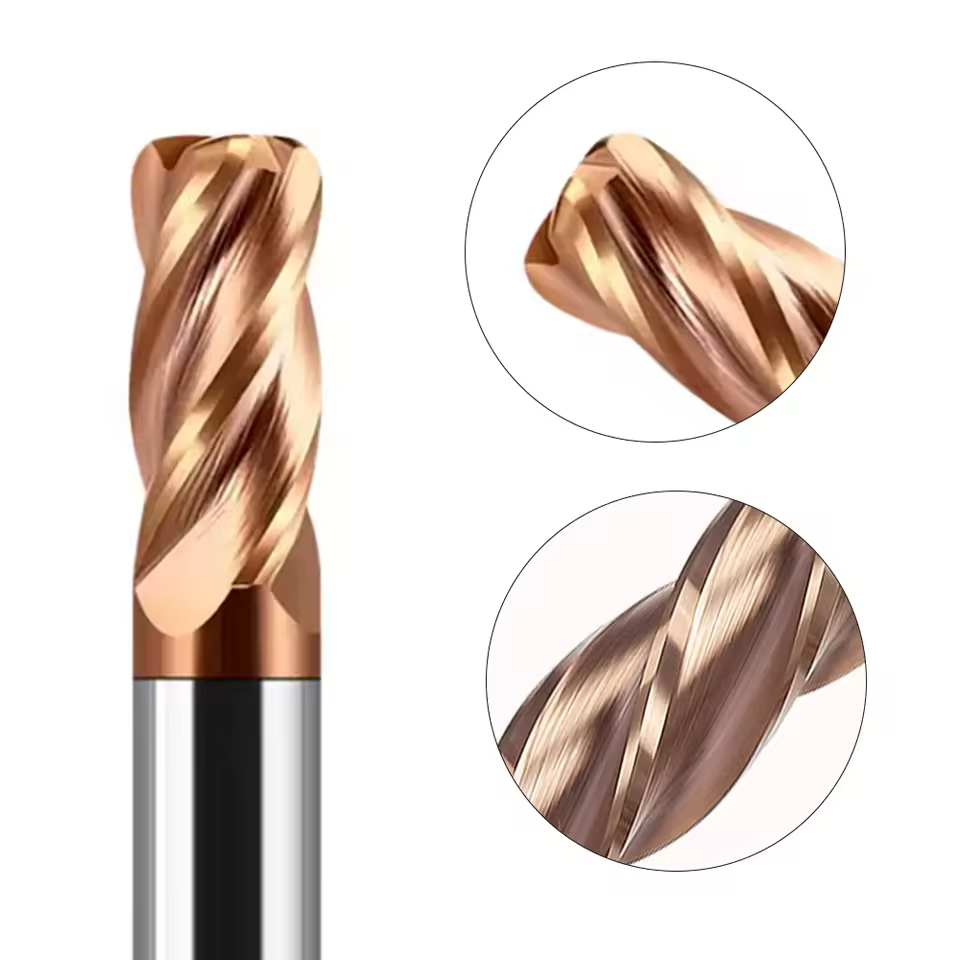 HRC55 Solid Carbide Corner Radius End Mill 4 Flute CNC Milling Cutter for P20 Steel Machining