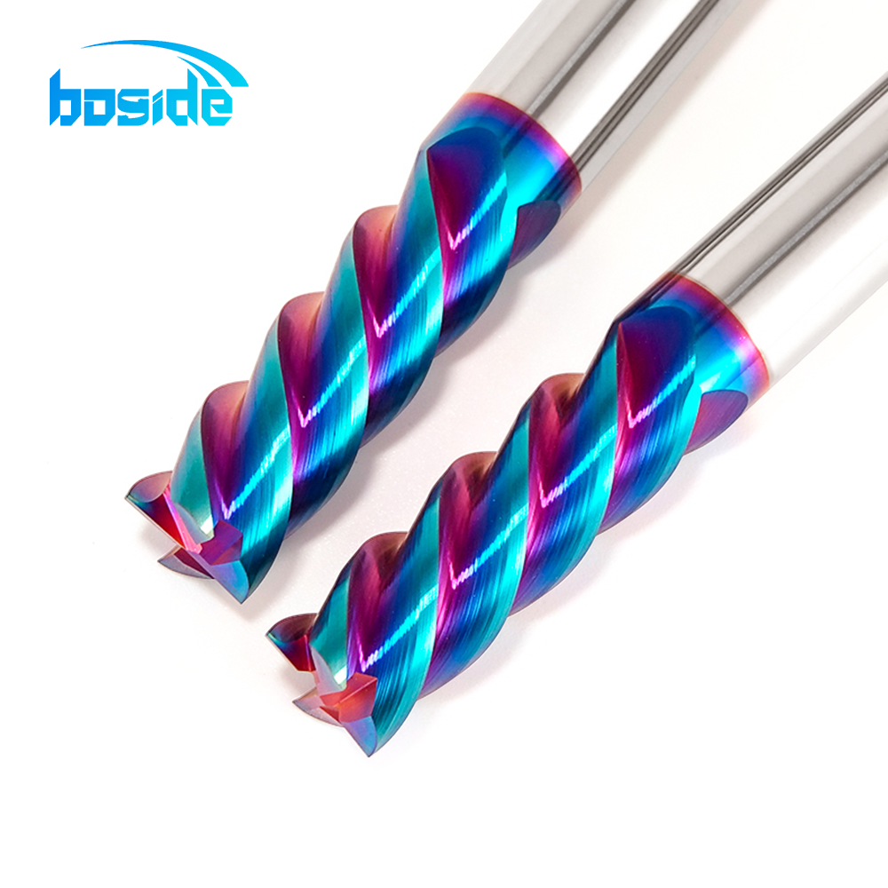HRC65 4 Flute Flat End Mill TiAlN Colorful Coating Dia 2-20mm Solid Carbide CNC Milling Cutter for Stainless Steel