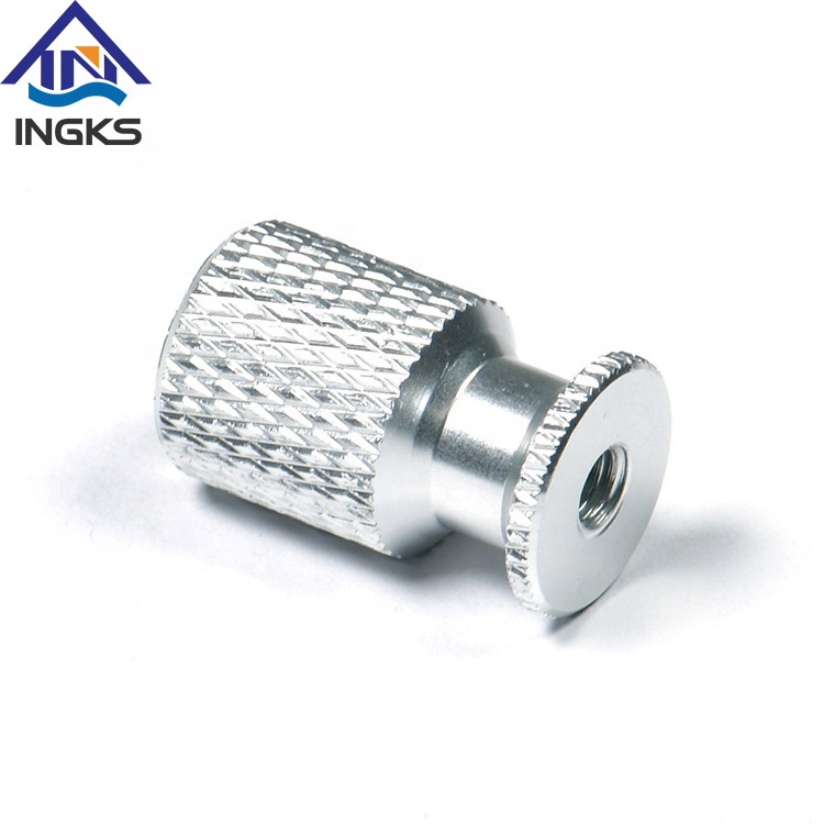Customized Aluminum CNC Machining Diamond Knurled Round Inserts With Internal Threaded End