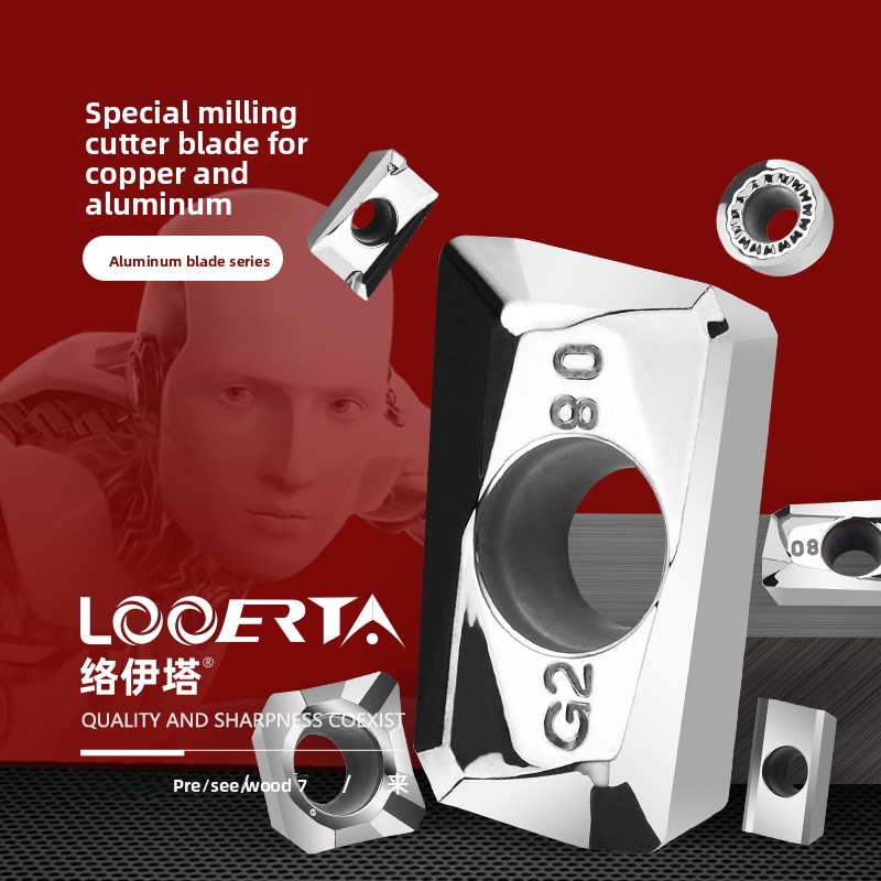 LOOERTA CNC High Gloss Aluminum Milling Inserts APKT1604/1135/RPGT1003 10T3moe-js 1204 Copper Aluminum Special Cutter Inserts