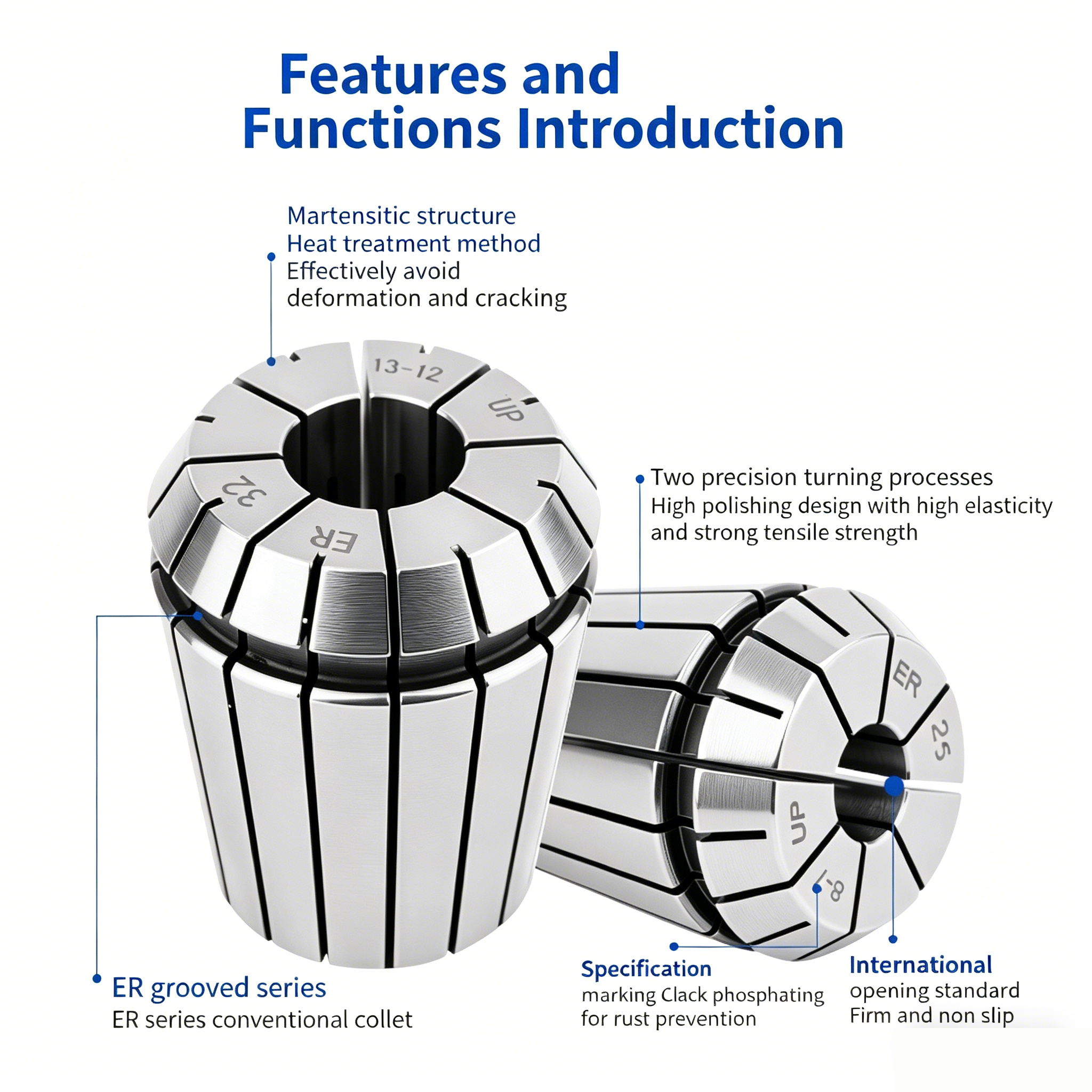 ER16 High-Precision Spring Collet Chuck CNC Tool Holder ER25 ER40 ER32 National Standard Customizable Made China 3-Month