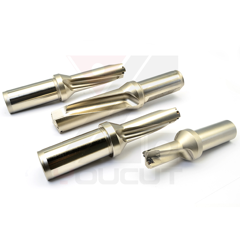 YOUCUT High Speed U Drill Indexable Drill Bit with Internal Coolant Aluminum Finish 20mm Total Length for CNC Machining Center