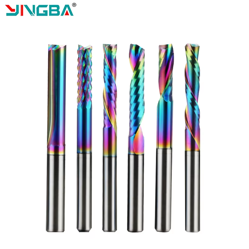 Manufacturer Customized Inch Size 1/4 Shank Carbide Milling Cutter Cnc Bits Wood Fresa Dlc Coating Cnc Router Bit Set