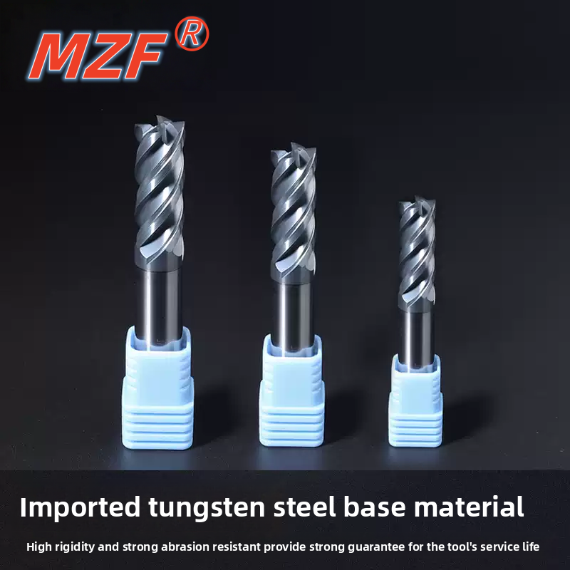70 Degree Tungsten Steel Milling Cutter, 4-edge Alloy End Mill, Flat Bottomed Four Edge Straight Shank Coated Steel CNC