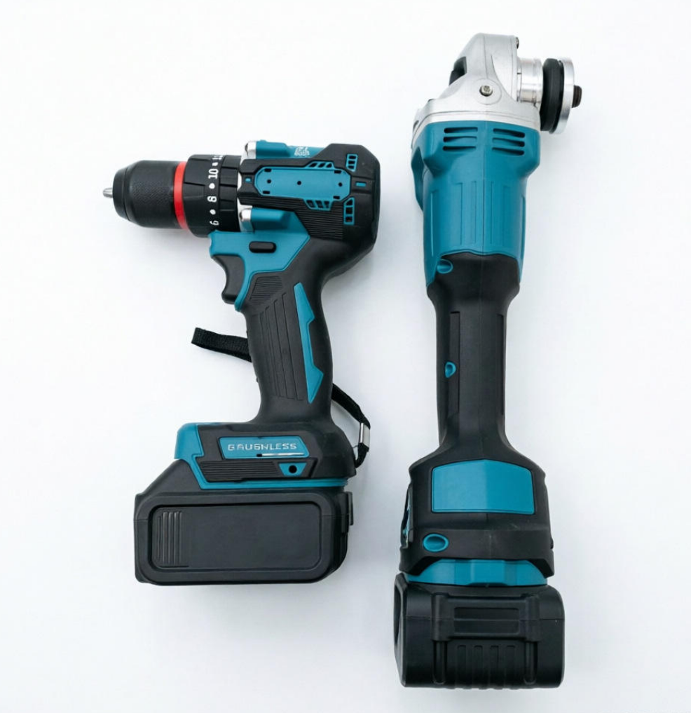 CAMPEGGI 5-Piece Cordless Drill Set Rotary Hammer Angle Grinder Electric Impact Wrench Circular Saw Lithium-Powered Tool Box
