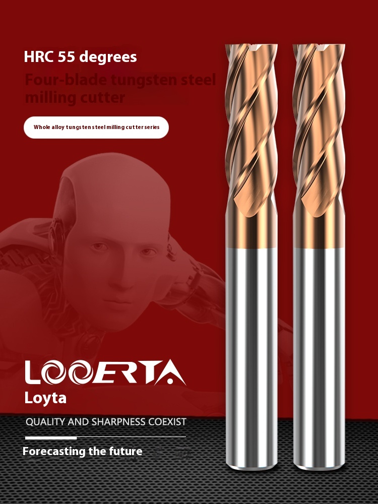 LOOERTA 55&deg; Alloy Milling Cutter 4E 1-25 CNC Stainless Steel Washing Knife Extended Coated Tungsten Steel Carbide End Mill