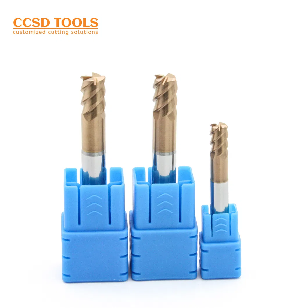 4 Flutes Tungsten Carbide End CNC Machining Aluminum Alloy Corner Radius Square Taper Roughing Thread Cylindrical Milling Tool Cutter