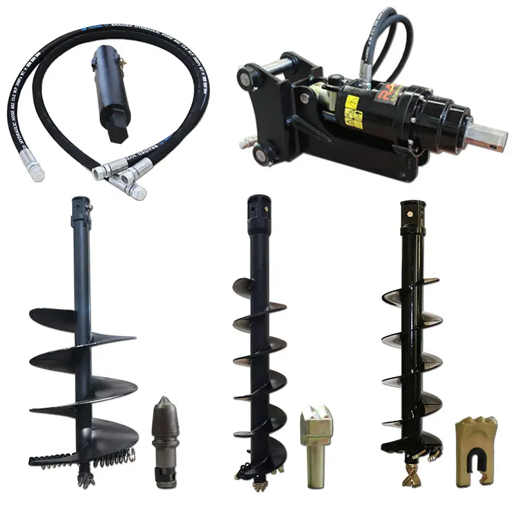 RAY Hydraulic Earth Auger Drill - Excavator Auger Attachment Supplier For Piling, Soil Drilling &amp; Skid Steer Post Hole Digger