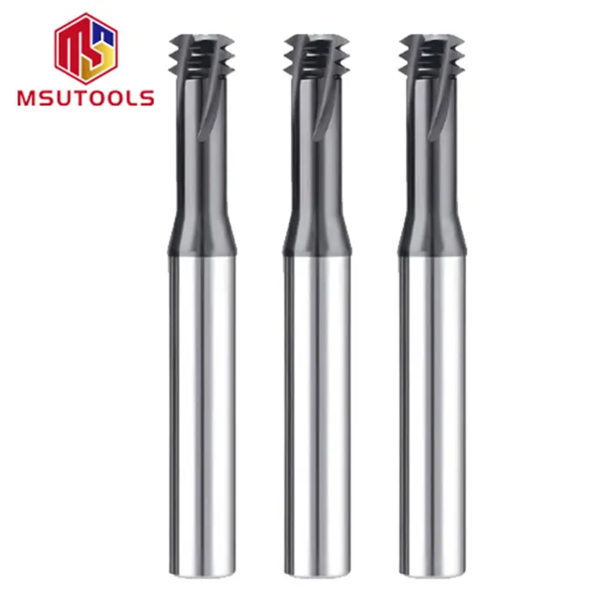 High Efficiency Thread Milling Cutter Carbide HRC55/60 Three Tooth Thread End Mill Solid Carbide Thread Milling Cutter for Aluminum