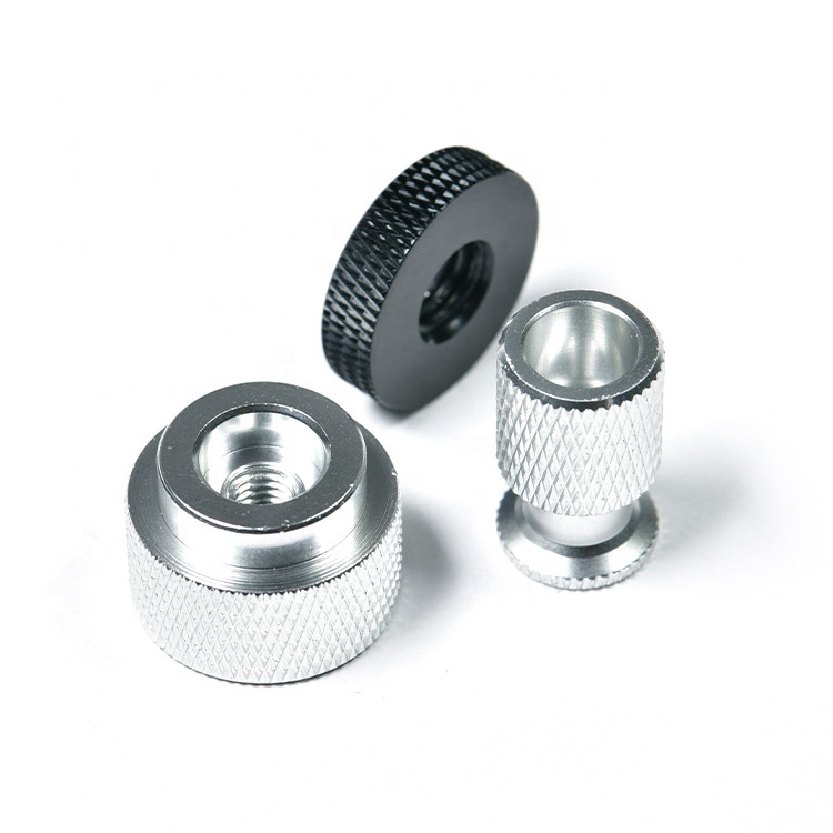 Customized Aluminum CNC Machining Diamond Knurled Round Inserts With Internal Threaded End