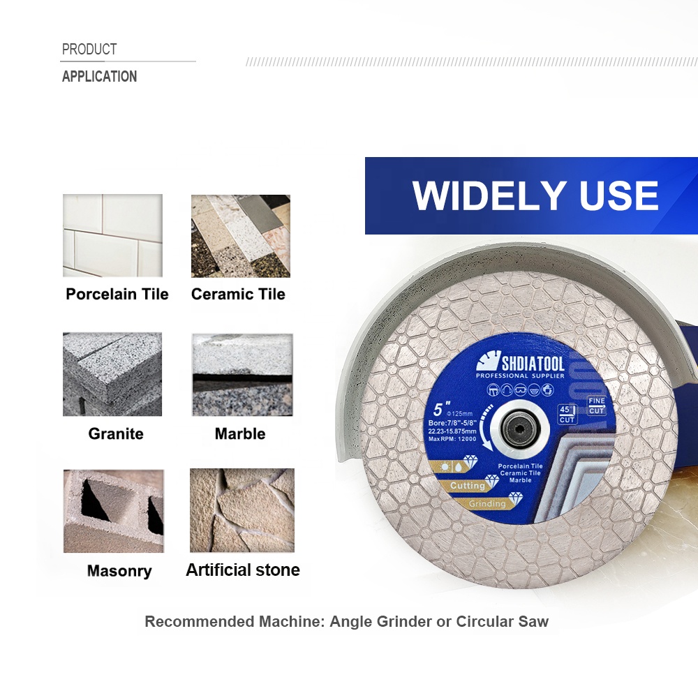 105/115/125mm Triangle Design Double Sided Diamond Saw Blade Cutting&amp;Grinding Disc Tile Cutter Cutting Blade for Marble Granite