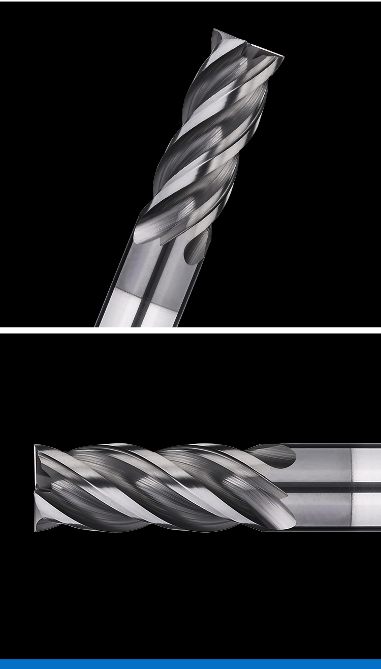 70 Degree Tungsten Steel Milling Cutter, 4-edge Alloy End Mill, Flat Bottomed Four Edge Straight Shank Coated Steel CNC