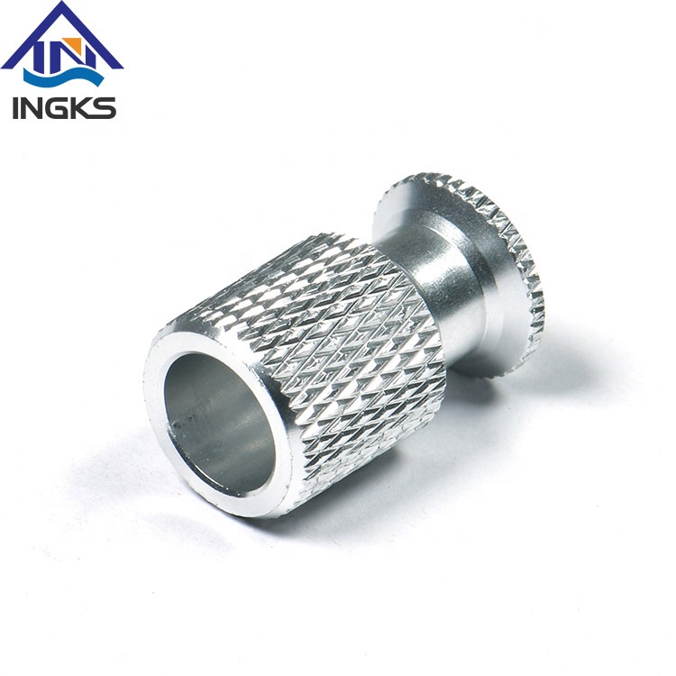 Customized Aluminum CNC Machining Diamond Knurled Round Inserts With Internal Threaded End