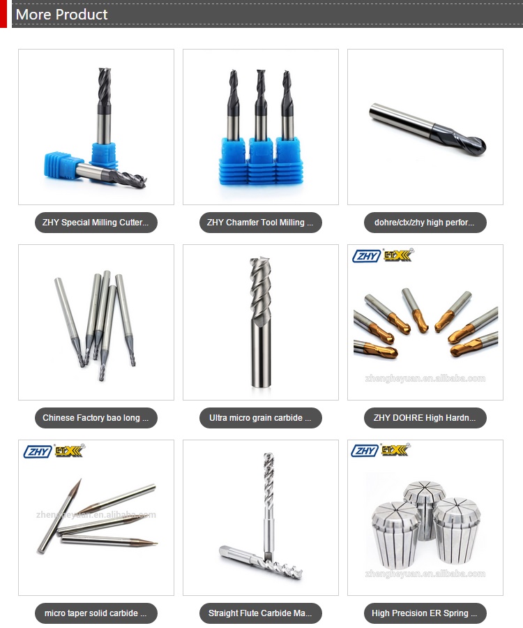 Zhy Manufacturer Hrc55 Hrc60 Hrc 65 Hrc70 3.175 Imperial Tungsten Carbide British Inch Size End Mills