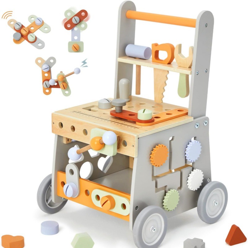 Adjustable Speed Montessori Push Walker Wooden Educational Activity Center Develops Motor Skills for Babies Stroller Toys
