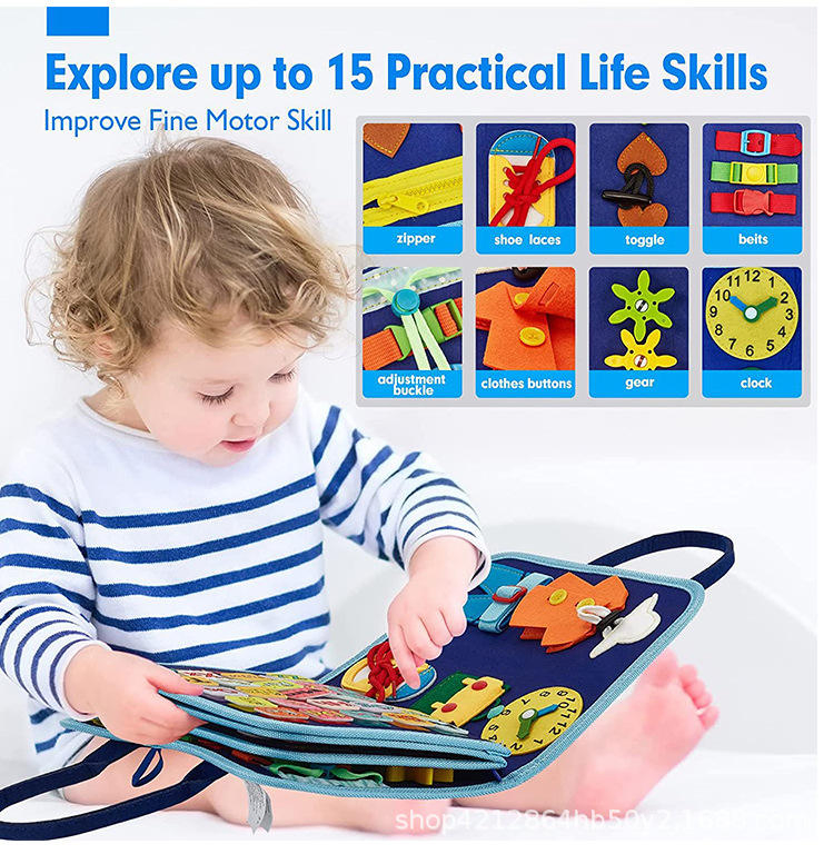 AiJH Montessori Busy Board Book Foldable Felt Activity Board for Toddlers Educational Sensory Learning Toy with Carrying Bag Toys for Kids