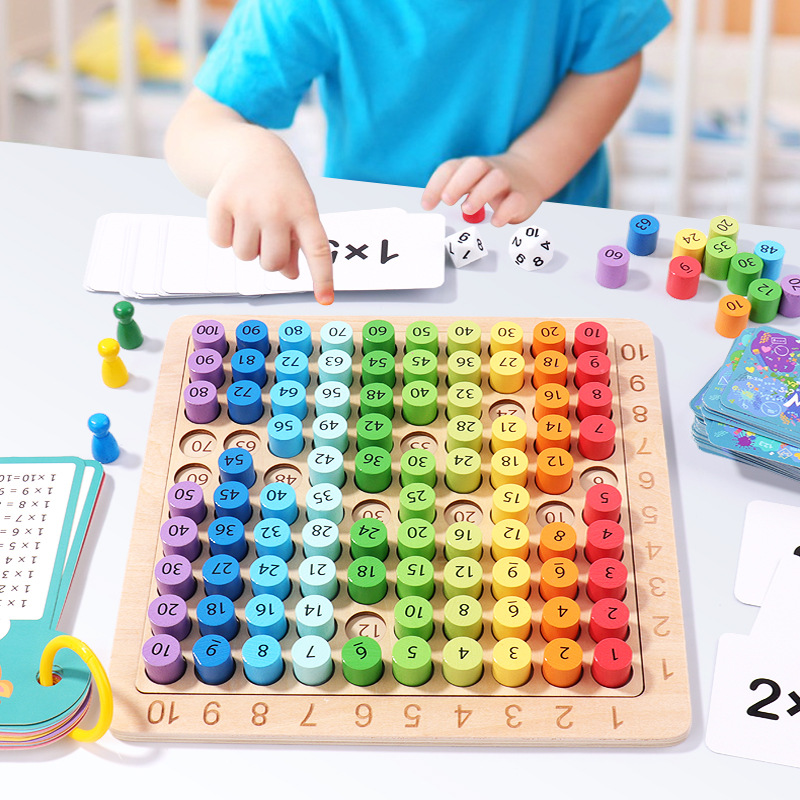 Children Math Learning Toy Montessori Educational Wooden Multiplication Board Game Kids Early Education Wooden Toys