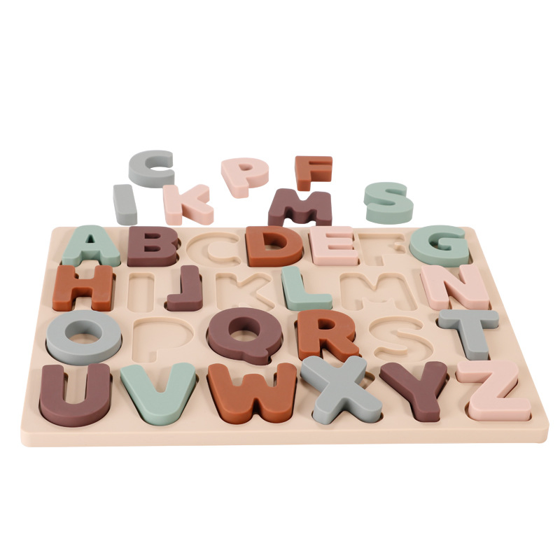 Toddlers Montessori Preschool Early Education Learning Toy Alphabet Puzzle Silicone Letter Blocks