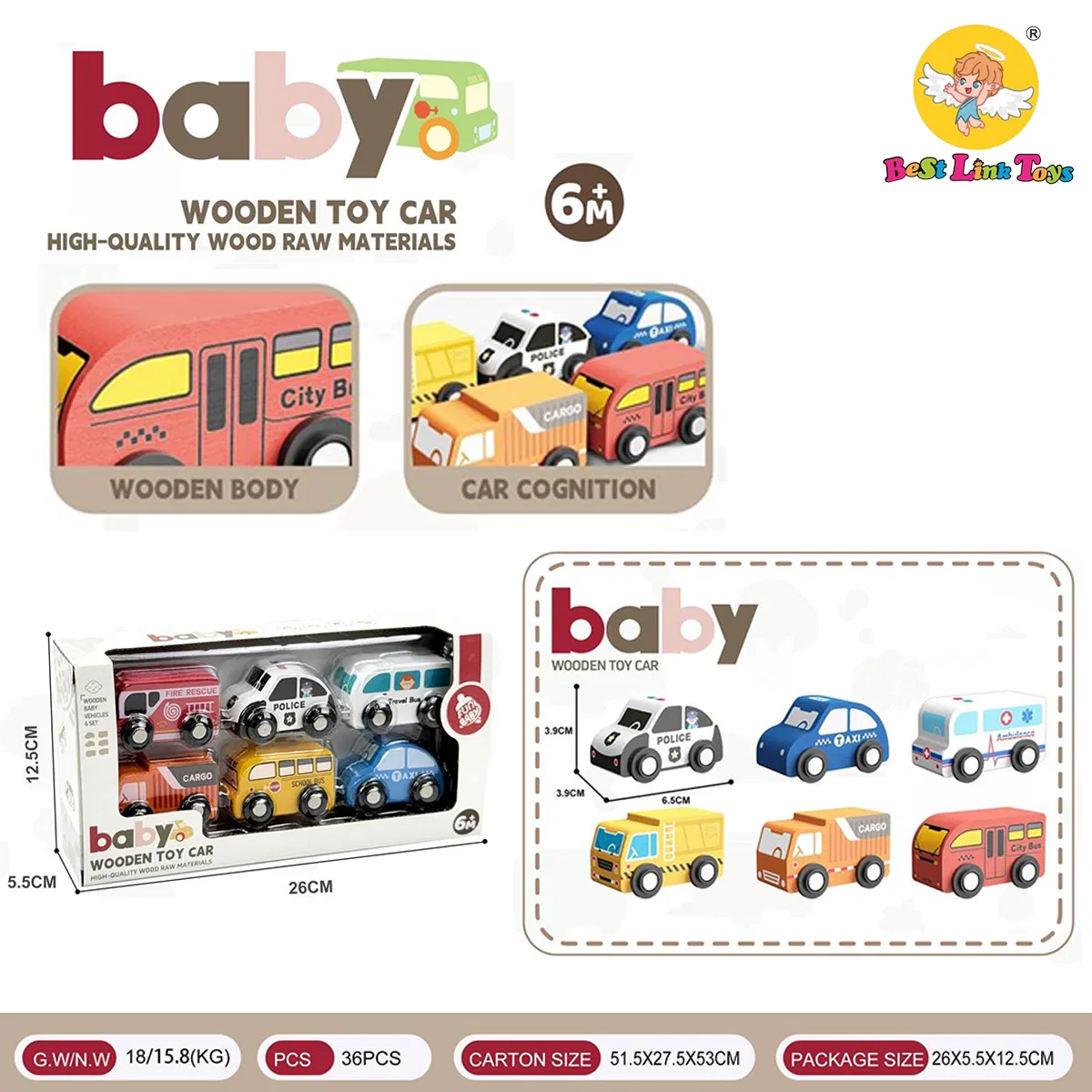 Wooden Toy Cars Mini Friction Vehicle Set Montessori Educational Inertia Model Car 4PCS 6PCS Toddlers Gift Wooden for Baby Instrument Kids Piano Vinyl Balls