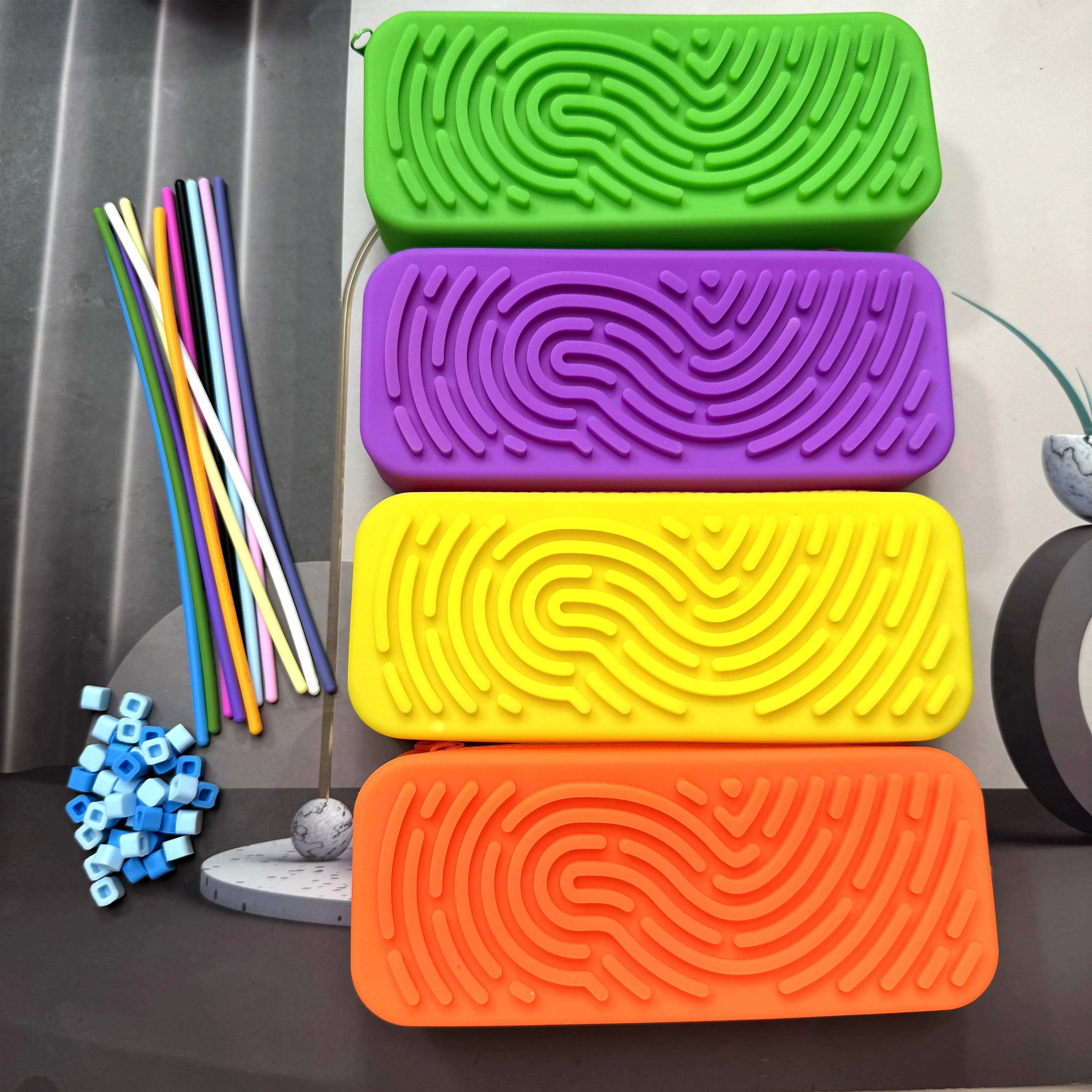 Rainbow Silicone Sensory Maze Board, Montessori Trace &amp; Build Fidget Toy for Toddlers