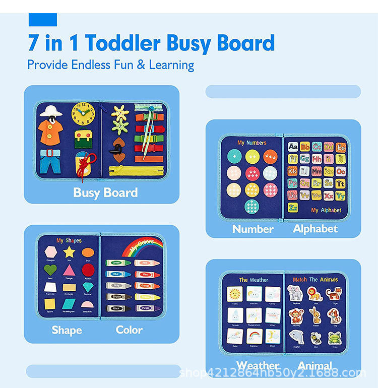 AiJH Montessori Busy Board Book Foldable Felt Activity Board for Toddlers Educational Sensory Learning Toy with Carrying Bag Toys for Kids