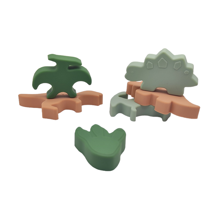 Educational Montessori Dinosaur Shapes BPA-Free Eco-friendly Silicone DIY Puzzle Baby Toys Gift for 2-4 &amp; 5-7 Years Old Children