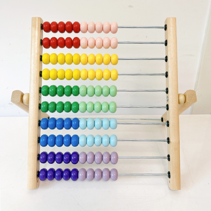 Montessori Early Education Tools Wooden Children's Educational Toys Colorful Vertical 10-Slot Abacus Math Calculation Ages 0-3