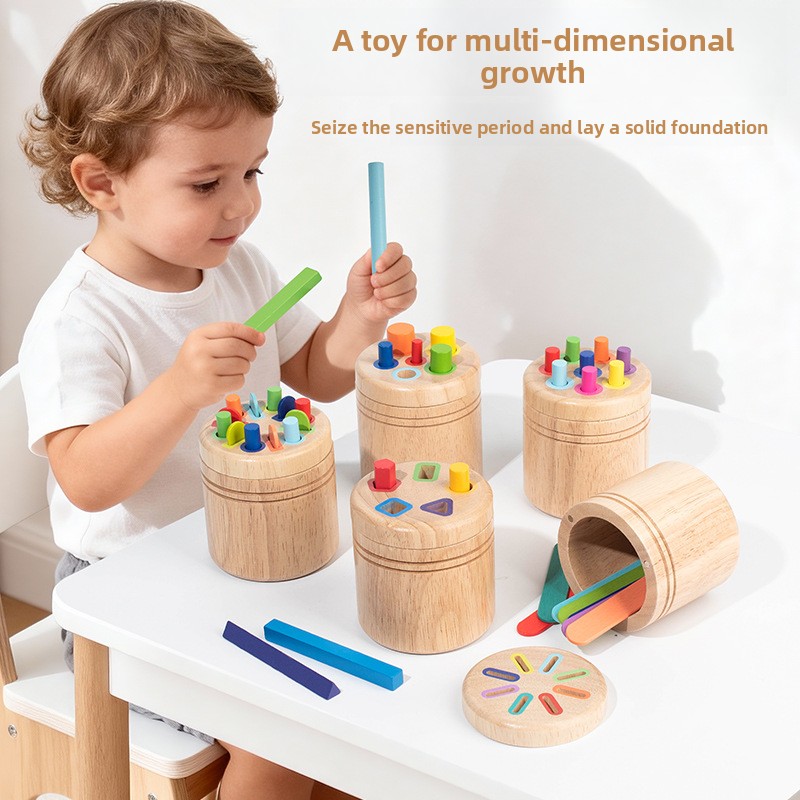 Children's Early Education Shape Matching Sorting Box Baby Color Recognition Montessori Educational Wooden Toy for Infants (0-2