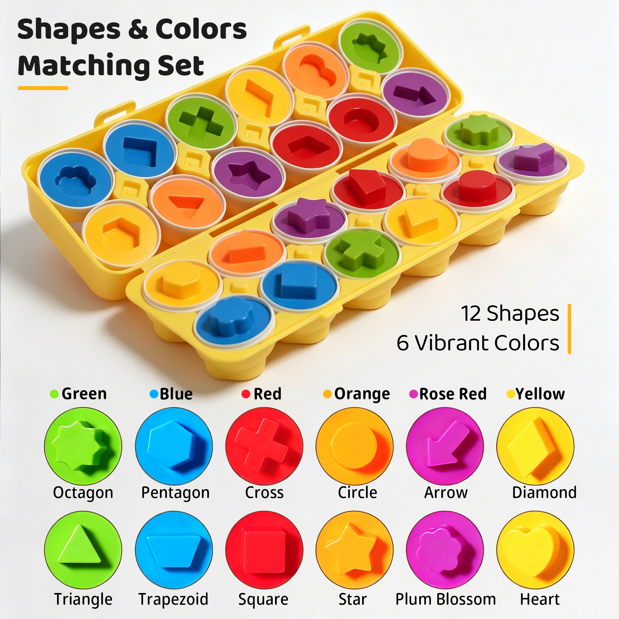 New Arrival Montessori Educational Toy for Toddlers Matching Eggs Game for Shape Color Recognition Sorting Nesting Stacking Toy