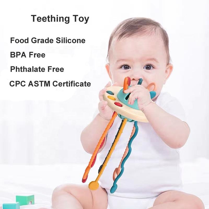 Motor Skills Pull String Montessori Educational Baby Bath Teething Toy for Toddlers