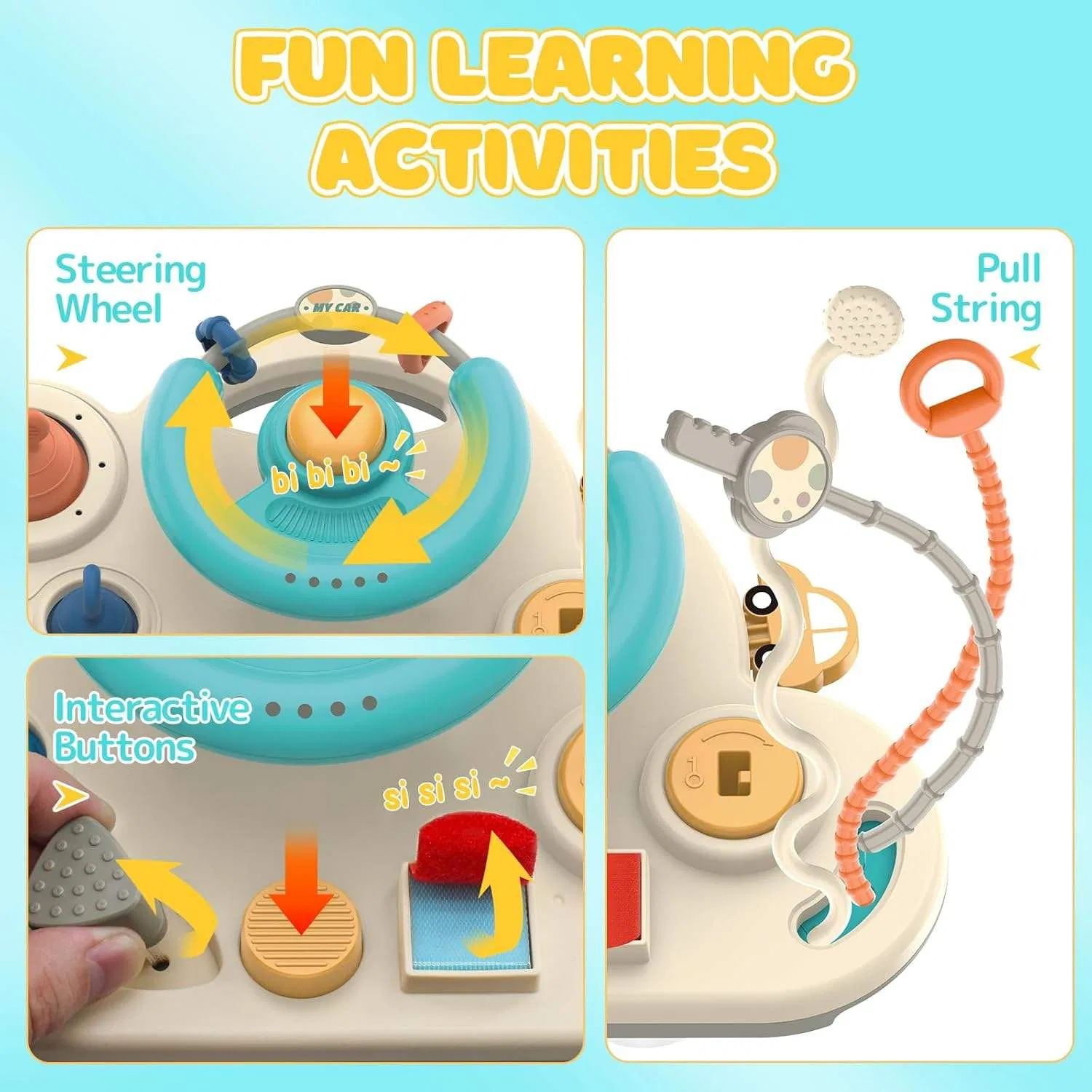 Baby Sensory Toys Montessori Pull String Travel Toddler Toys Busy Board