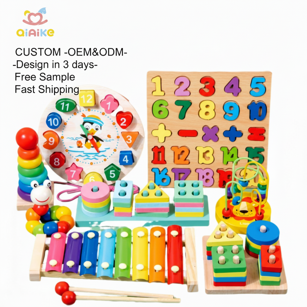 Qiaike Montessori Early Education Wooden Baby Intellectual Development Toys Children's Wooden Toy for 1 to 3-year-old Boys Girls