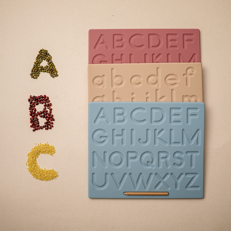 PGJ1164 Silicone Alphabet Cognitive Board Montessori Language Preschool Educational Toys for Baby