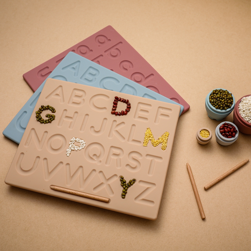 PGJ1164 Silicone Alphabet Cognitive Board Montessori Language Preschool Educational Toys for Baby