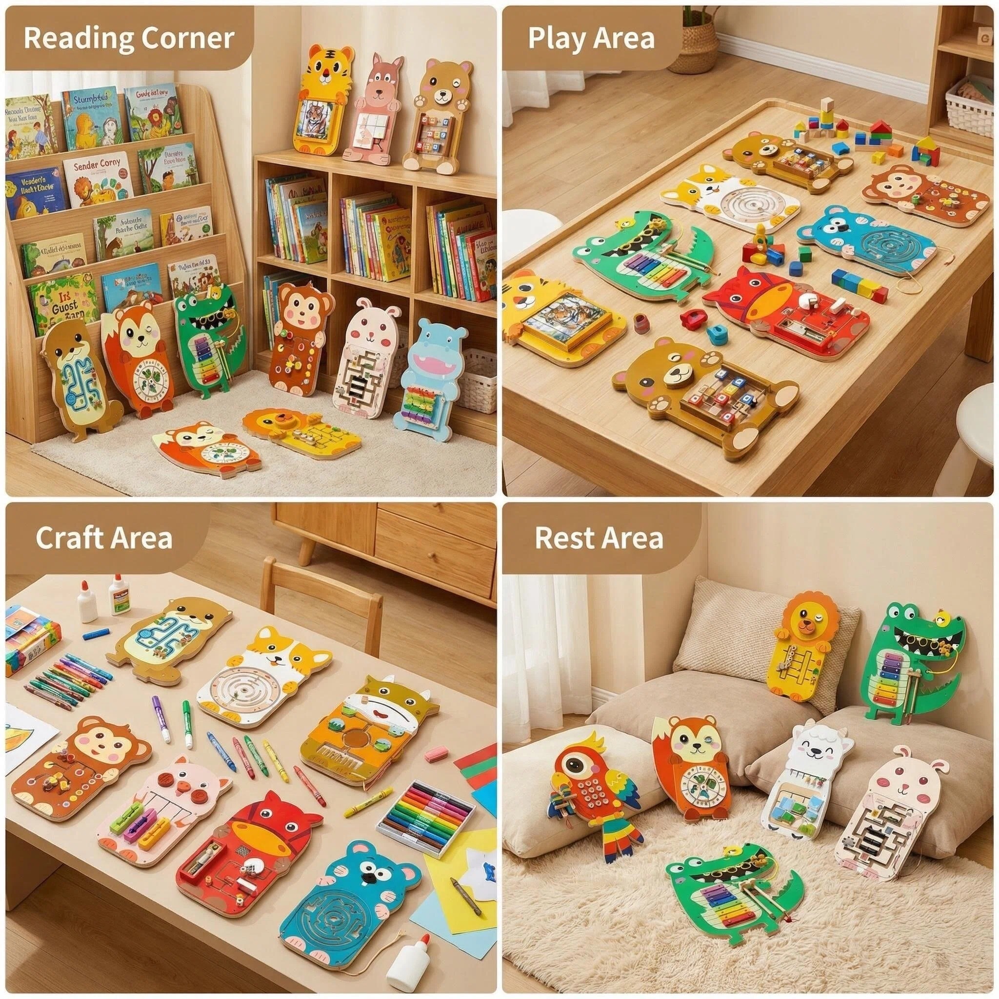 Wooden Animal Wall Toys | 100+ Designs | Sensory Interactive Panels | EN71 Certified | Safe Non-Toxic | Montessori Educational