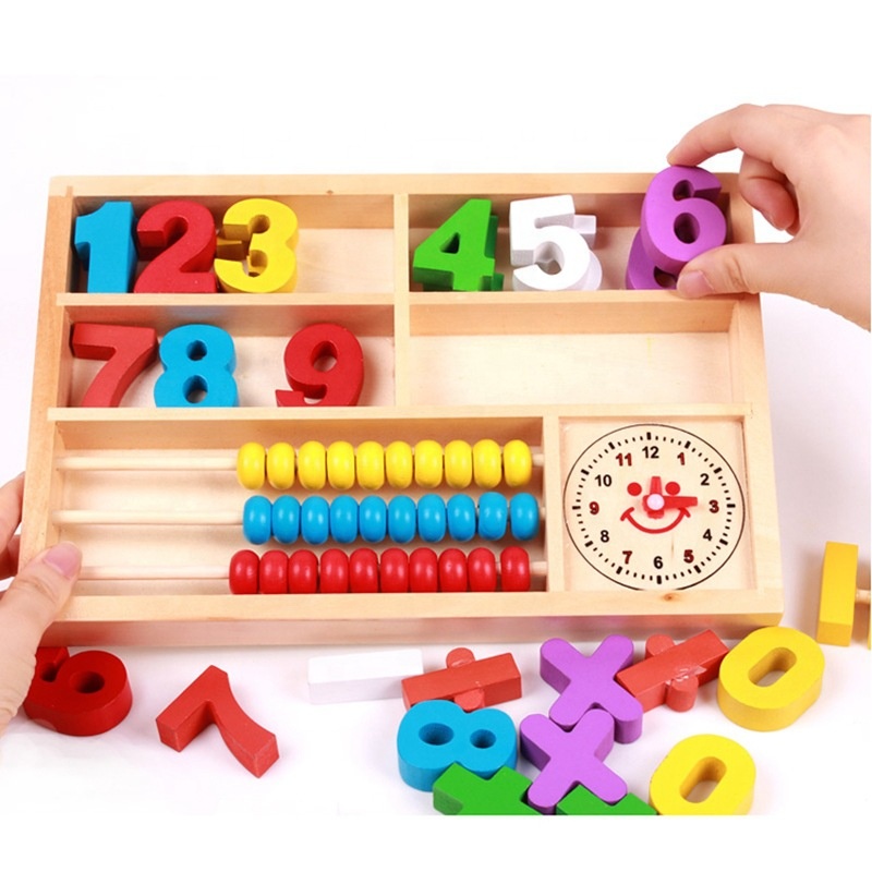 Children Early Educational Intelligent Learning Baby Montessori Beads Math Counting Wooden Abacus Toy for Kids