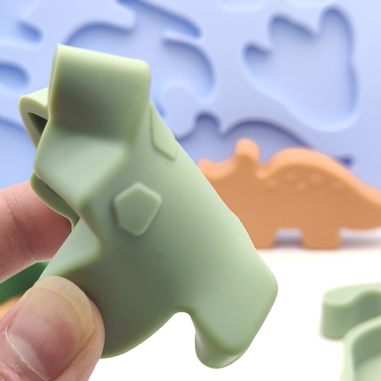 Educational Montessori Dinosaur Shapes BPA-Free Eco-friendly Silicone DIY Puzzle Baby Toys Gift for 2-4 &amp; 5-7 Years Old Children