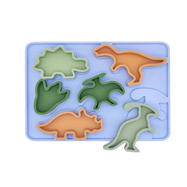 Educational Montessori Dinosaur Shapes BPA-Free Eco-friendly Silicone DIY Puzzle Baby Toys Gift for 2-4 &amp; 5-7 Years Old Children