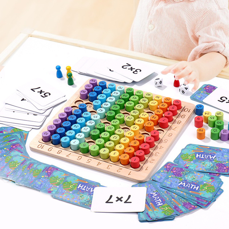 Children Math Learning Toy Montessori Educational Wooden Multiplication Board Game Kids Early Education Wooden Toys