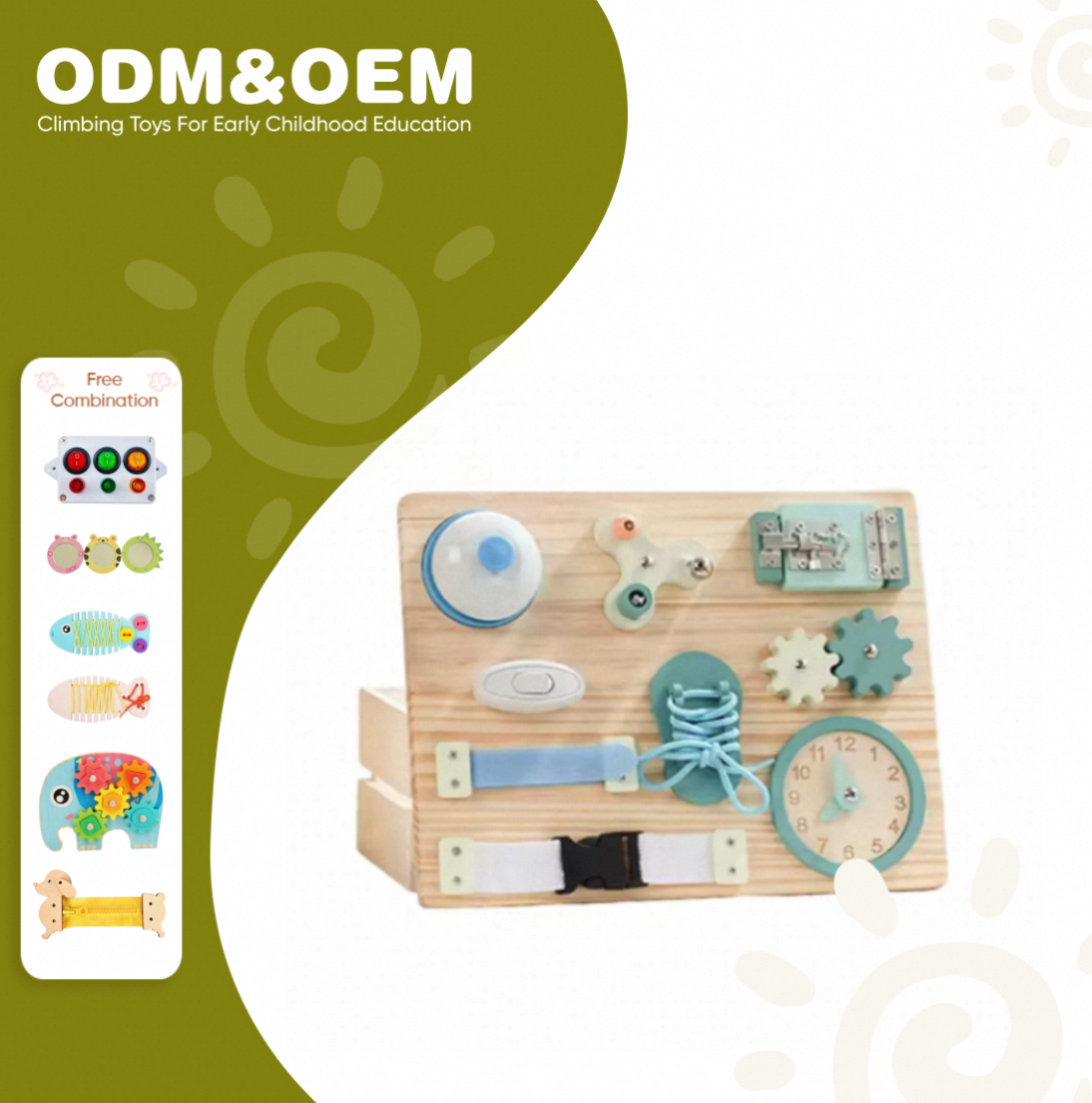 Wooden 2-6 Years Montessori Busy Board DIY Educational Kindergarten Toys Sensory Analog Activity SET