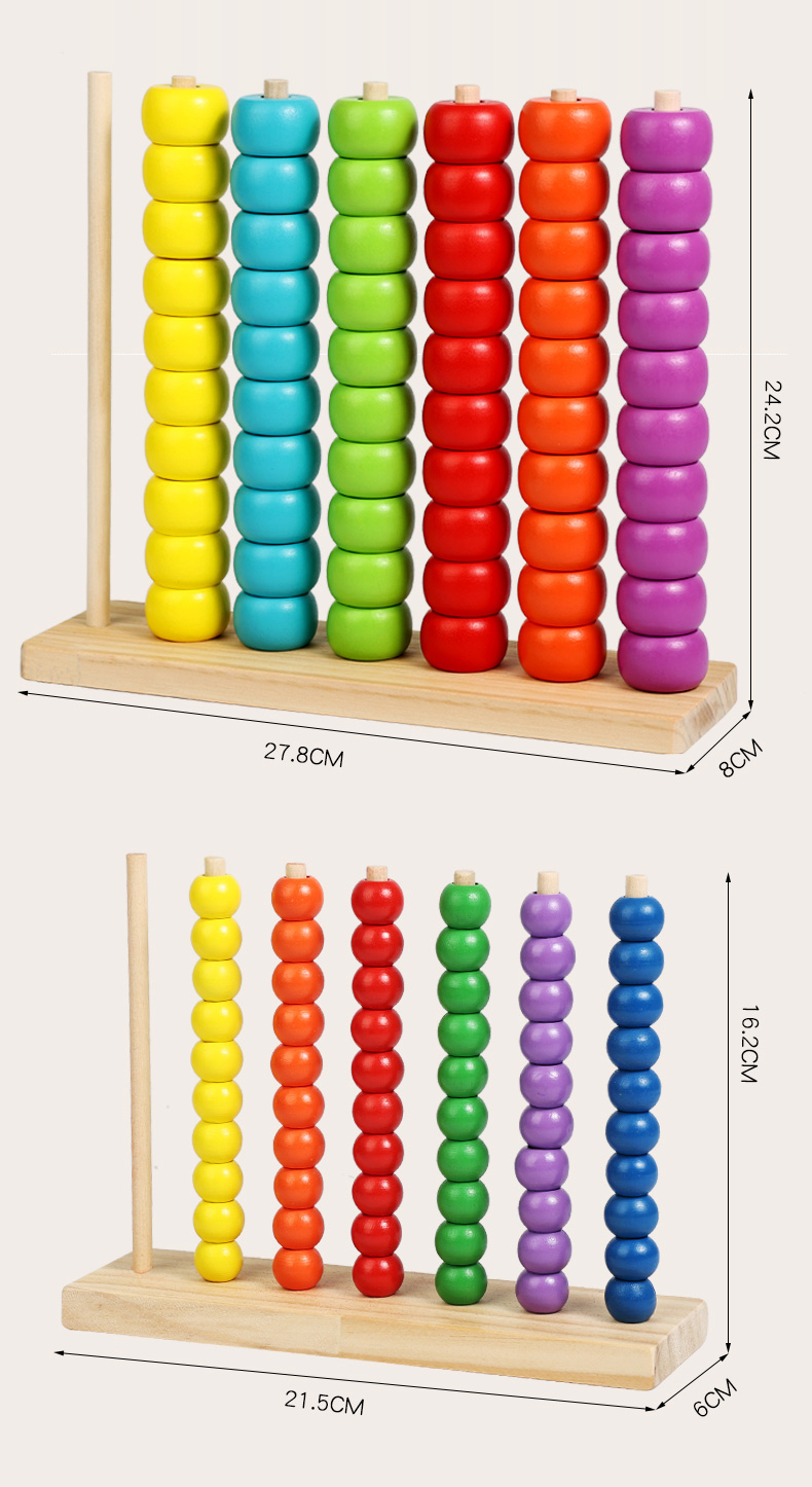 Safe Non-Toxic Wooden Abacus Counting Toy BPA-Free Montessori Math Toddlers Fine Motor Skills Development Educational Toy