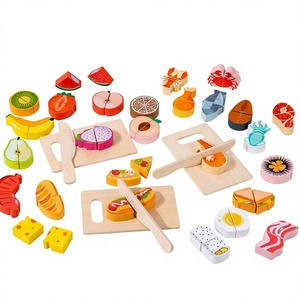 Most Popular Wood Cutting Fruit Vegetables Play Food Toy Pretend Play Kitchen Food Set