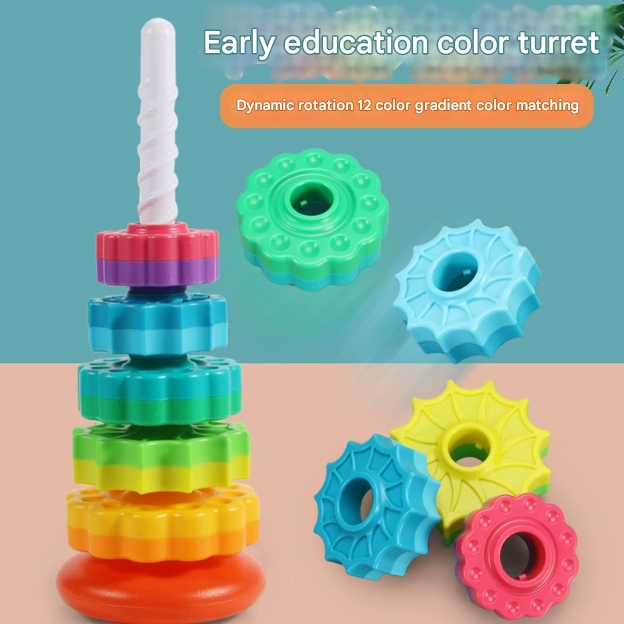 Montessori Educational Sensory Toys Kids Kids Stacking Rainbow Gears Toddler Motor Skills Development Plastic Stack Toys Perfect